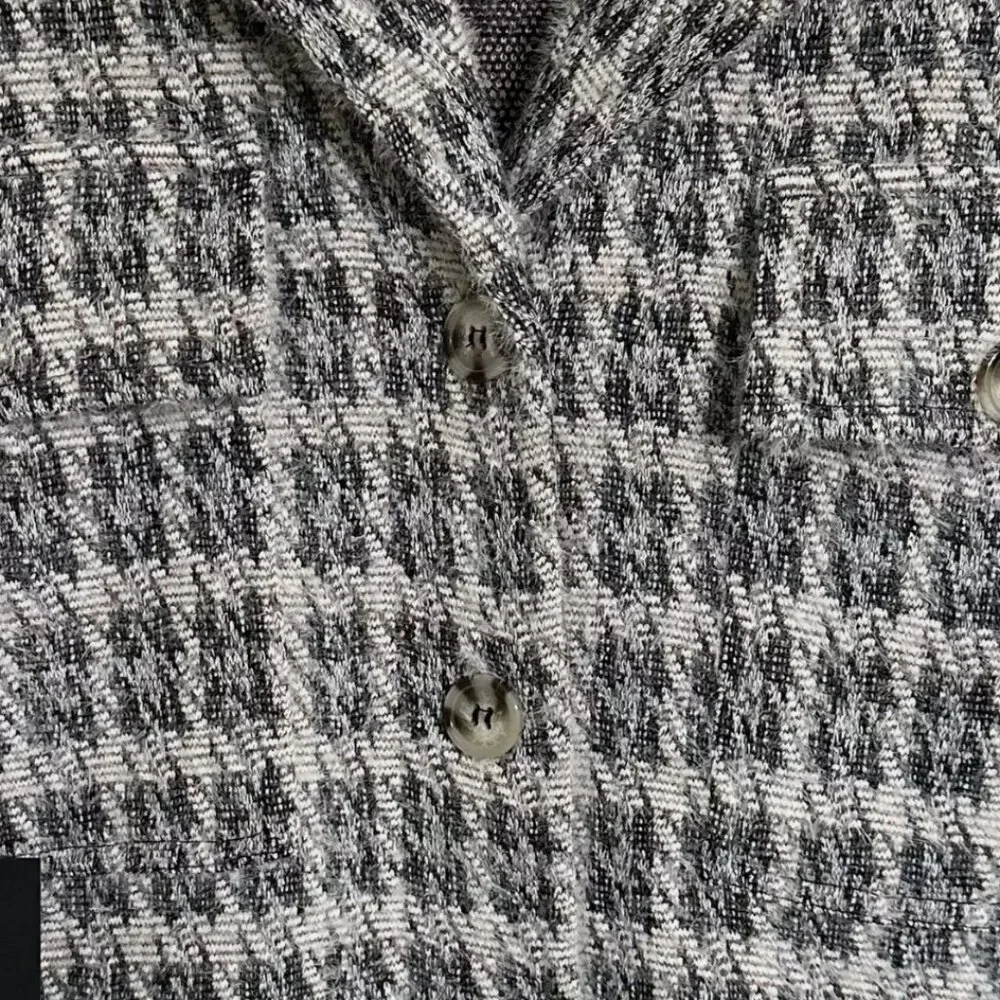 Liverpool Heather Houndstooth Fuzzy Button Front Boxy Jacket Women's Large - Picture 7 of 16